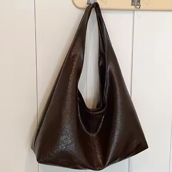 NEW - Tote Hobo Bag Coffee Color Leather Women's Shoulder Bag Bohemian Y2K Purse - Picture 3 of 6